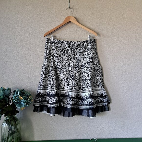 💚Apt. 9 Black & White Vintage Y2K Layered Full Skirt – Size 10 - Picture 1 of 9